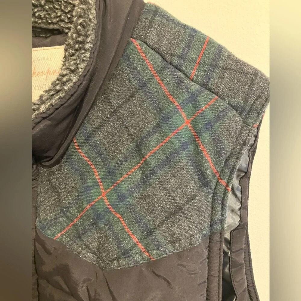 Weatherproof Vintage Mens Puffer Vest Medium Black Plaid Cabincore Outdoor - Picture 6 of 9